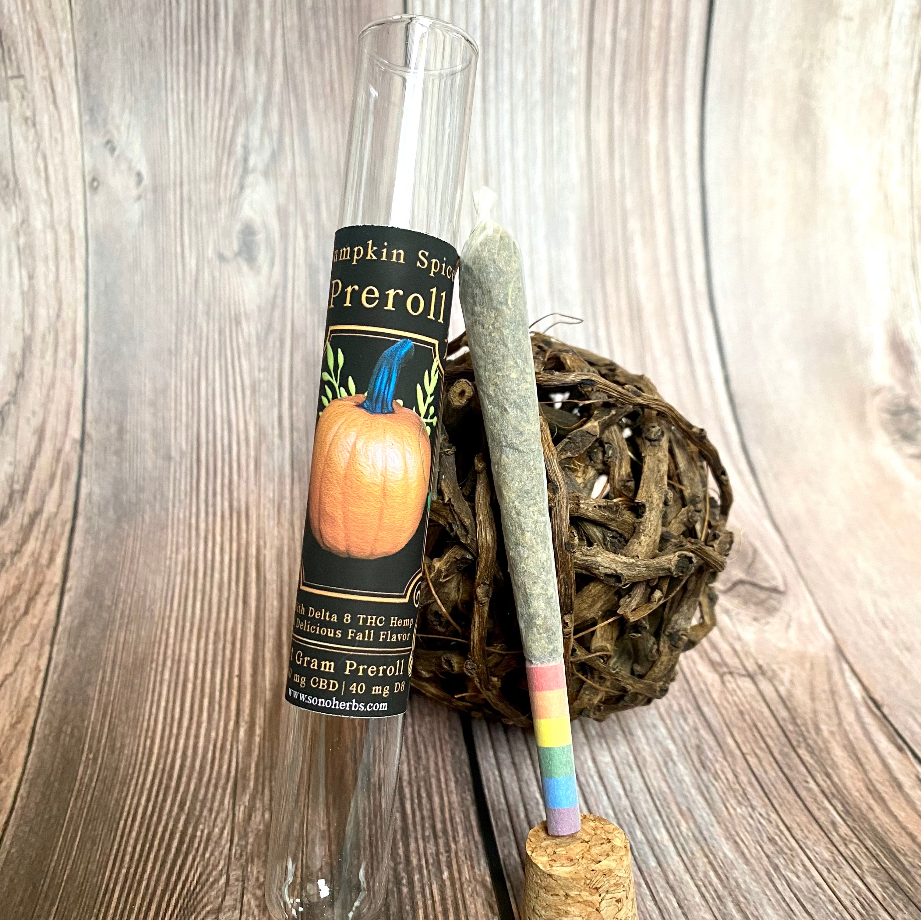 Pumpkin Spice Preroll | Delta 8 THC Hemp | Rainbow Filter | Single or 4-Pack!