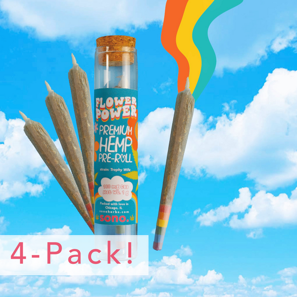 Flower Power | 1g Hemp CBD Preroll | Rainbow Filter | Single or 4-Pack!